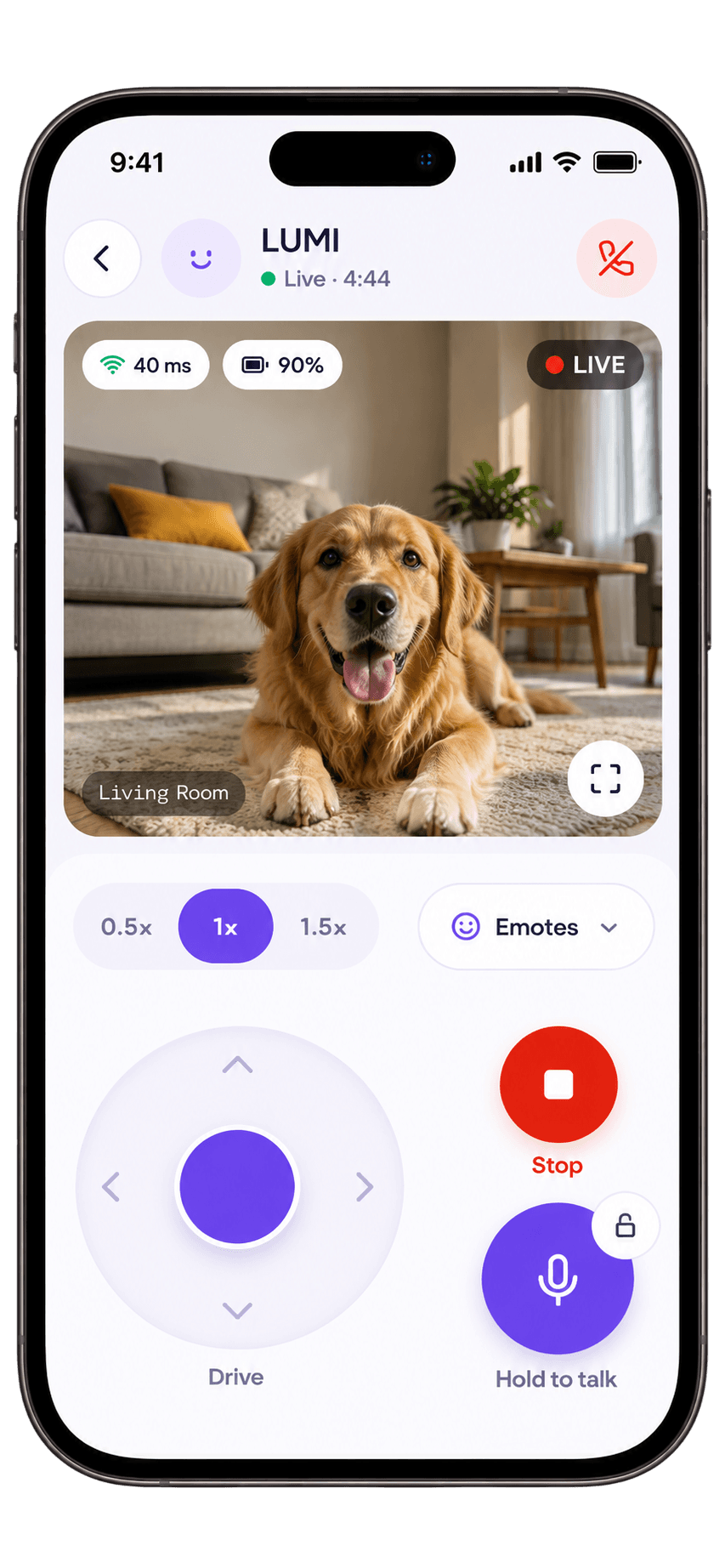 LUMI Companion App live video stream and touch driving controls